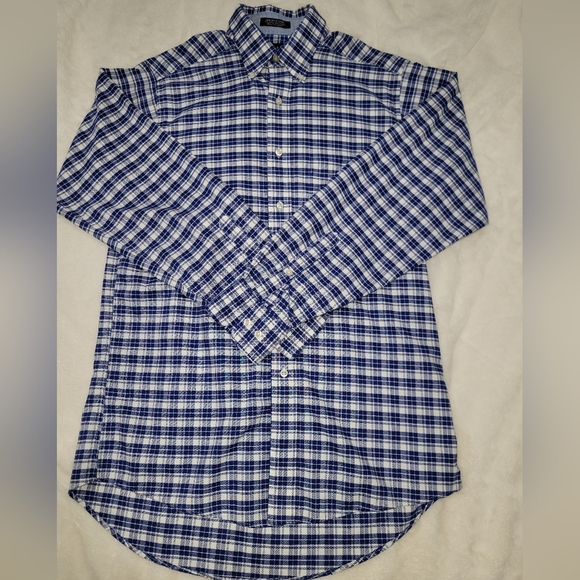 Chaps Navy and White Plaid Shirt - Picture 1 of 6